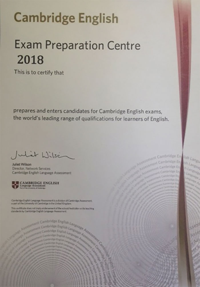 Cambridge English Exam Preparation Centre 2018